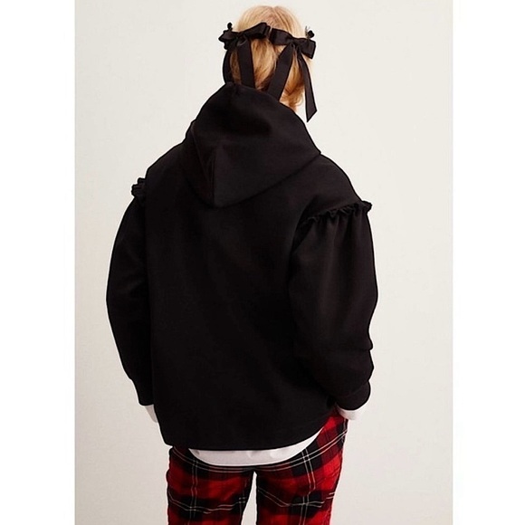 SIMONE ROCHA H&M Logo Embroidered Ruffle Shoulder Puff Sleeve Oversize Hoodie XS - Picture 5 of 13